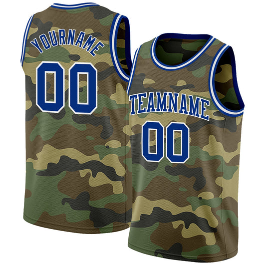 Custom Camo Royal-White Authentic Salute To Service Basketball Jersey