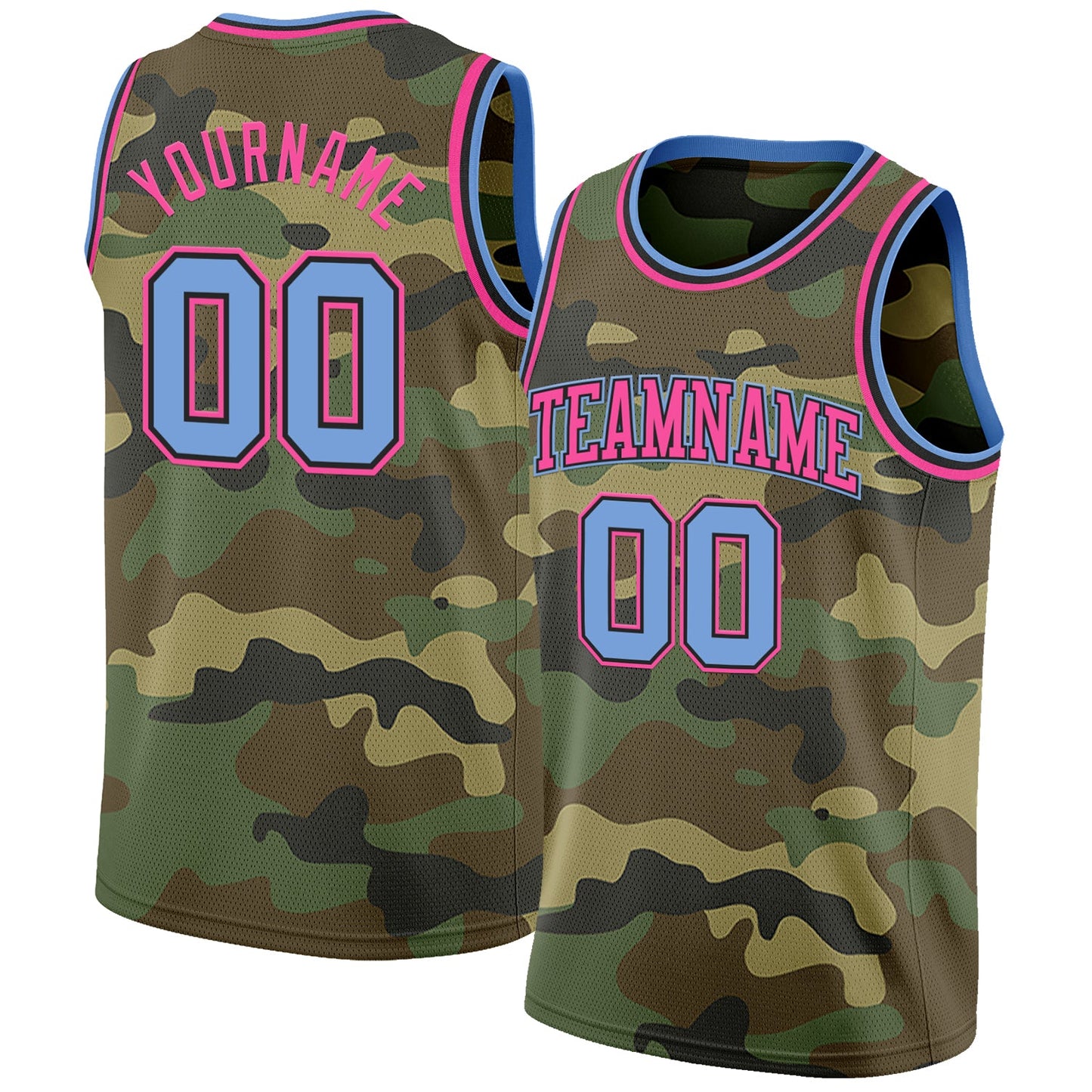 Custom Camo Light Blue Black-Pink Authentic Salute To Service Basketball Jersey