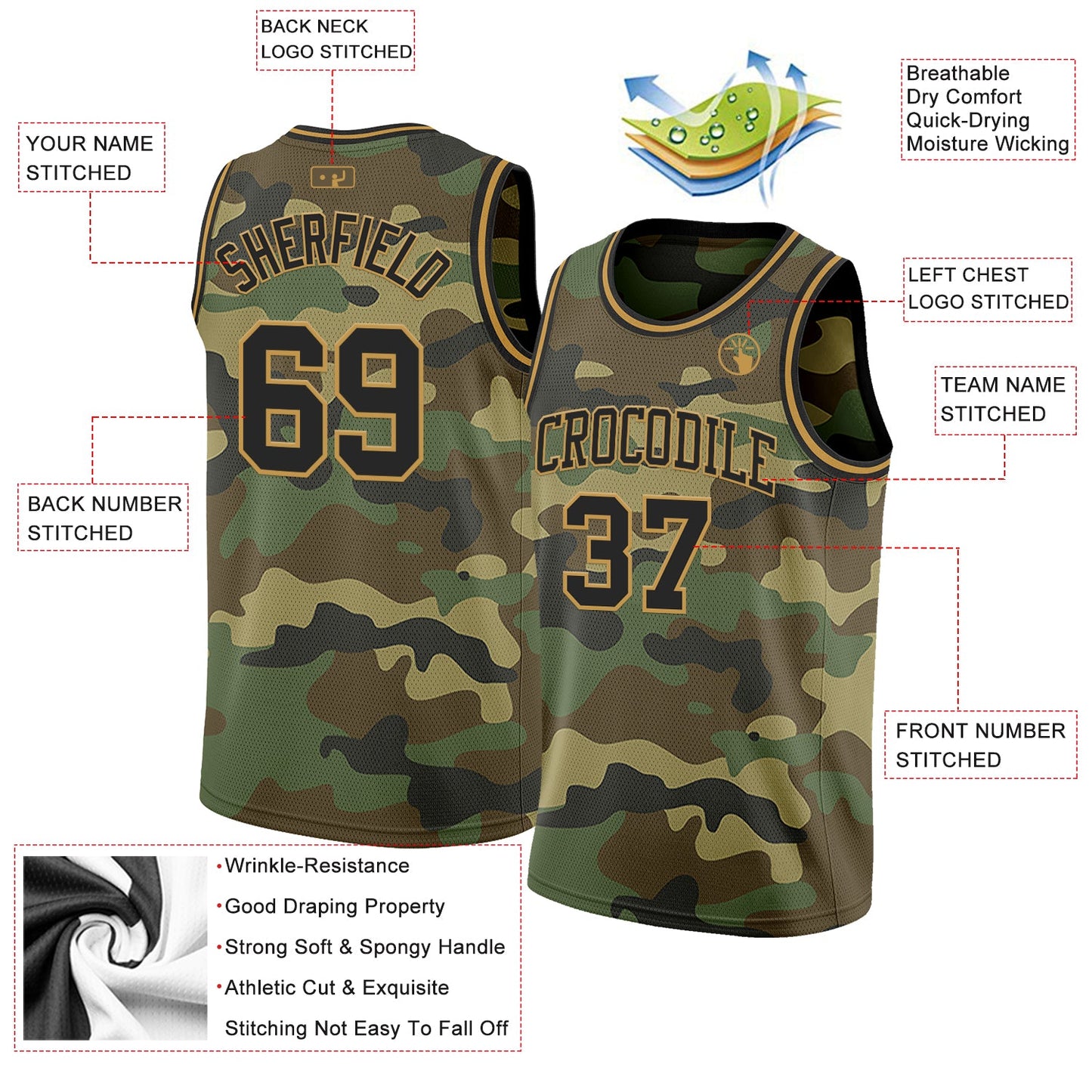Custom Camo Black-Old Gold Authentic Salute To Service Basketball Jersey