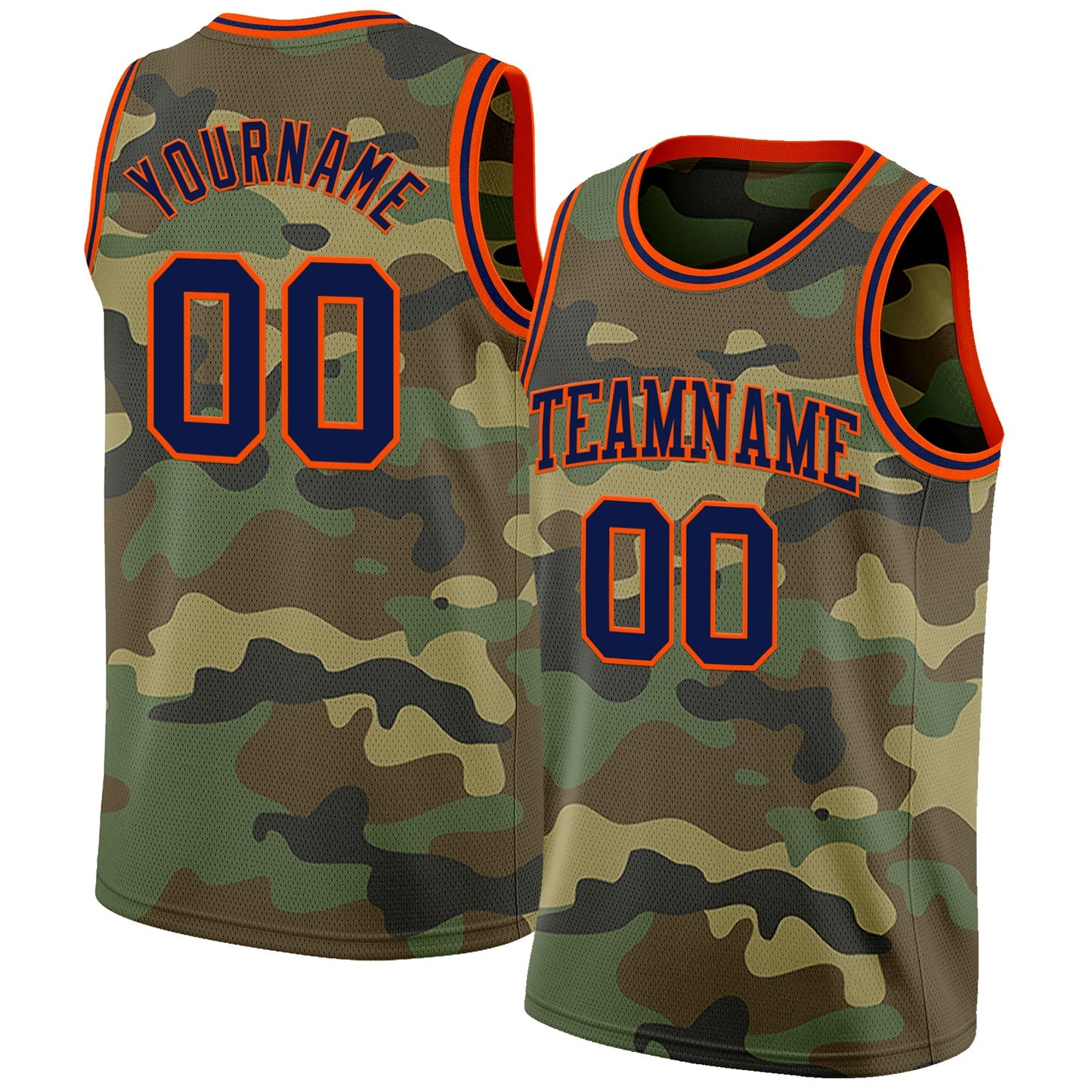 Custom Camo Navy-Orange Authentic Salute To Service Basketball Jersey