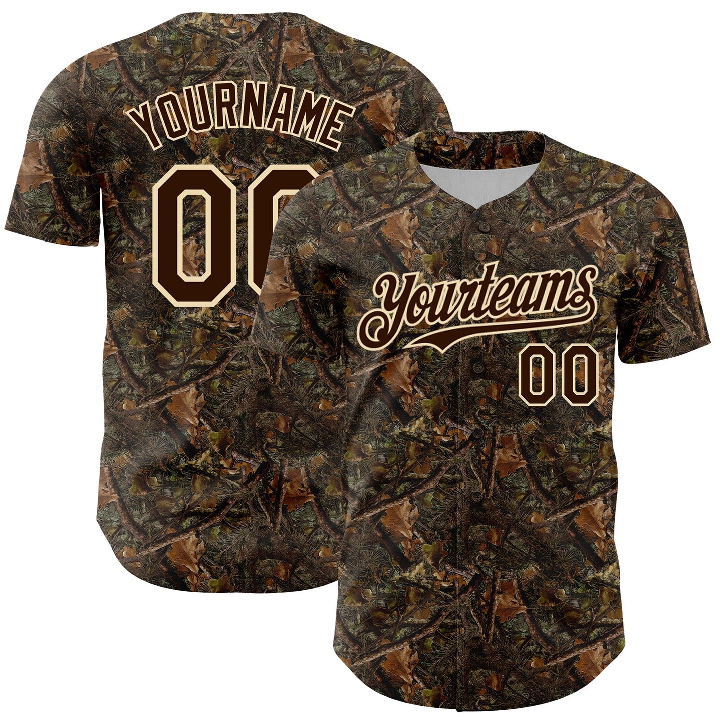 Custom Camo Brown-Cream 3D Woodland Camo Authentic Salute To Service Baseball Jersey
