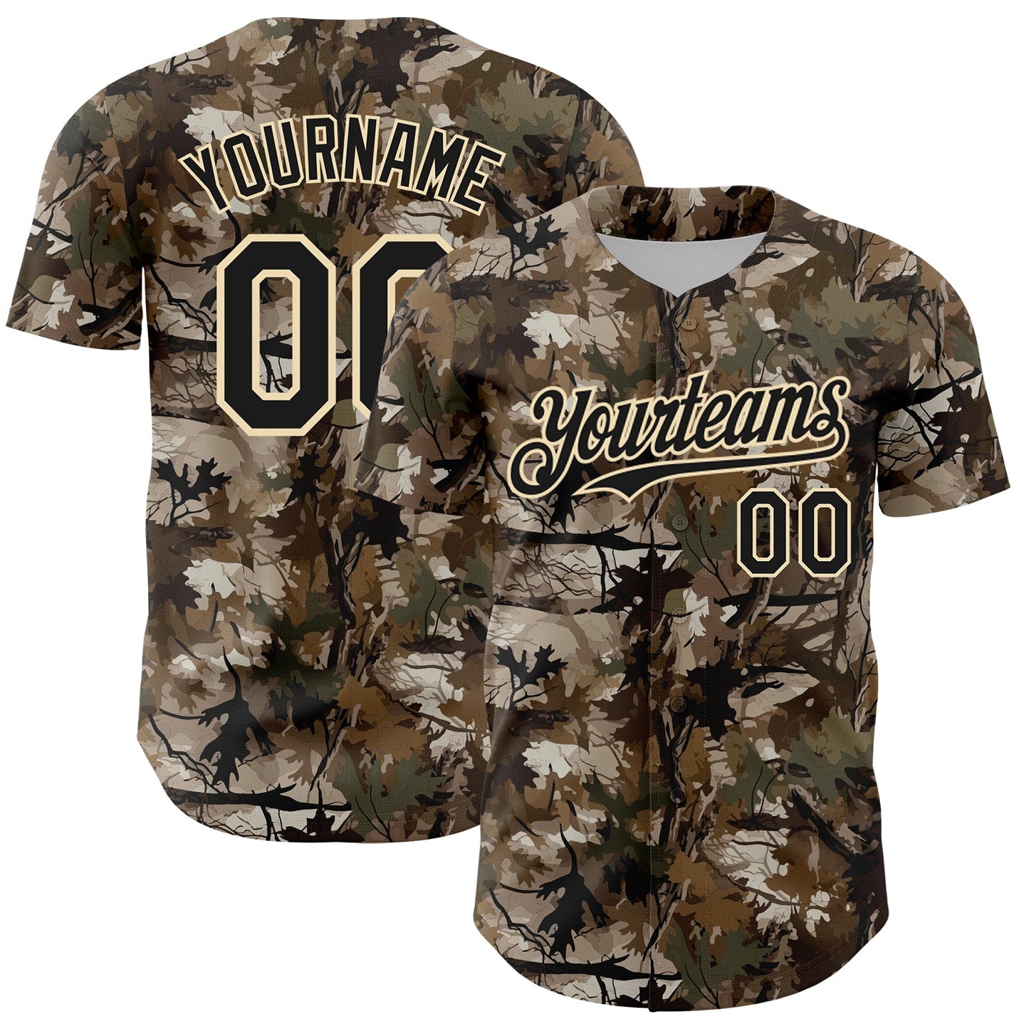 Custom Camo Black-Cream 3D Woodland Camo Authentic Salute To Service Baseball Jersey