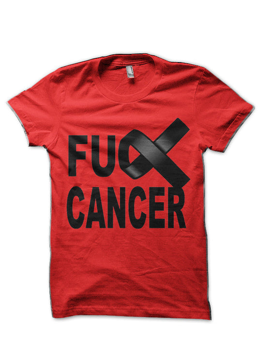 Fuck Cancer Design With Black Ribbon For Awareness And Fighting Disease Red T-Shirt