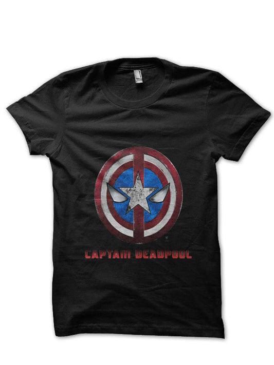 Captain Deadpool Shield Logo (Captain America Parody) T-Shirt