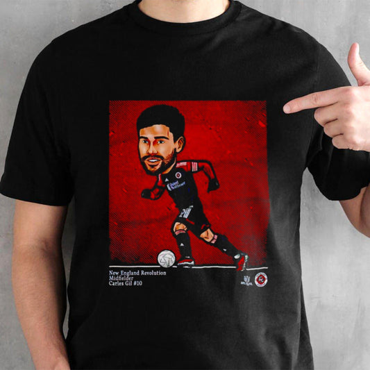 Carles Gil New England Revolution cartoon shirt