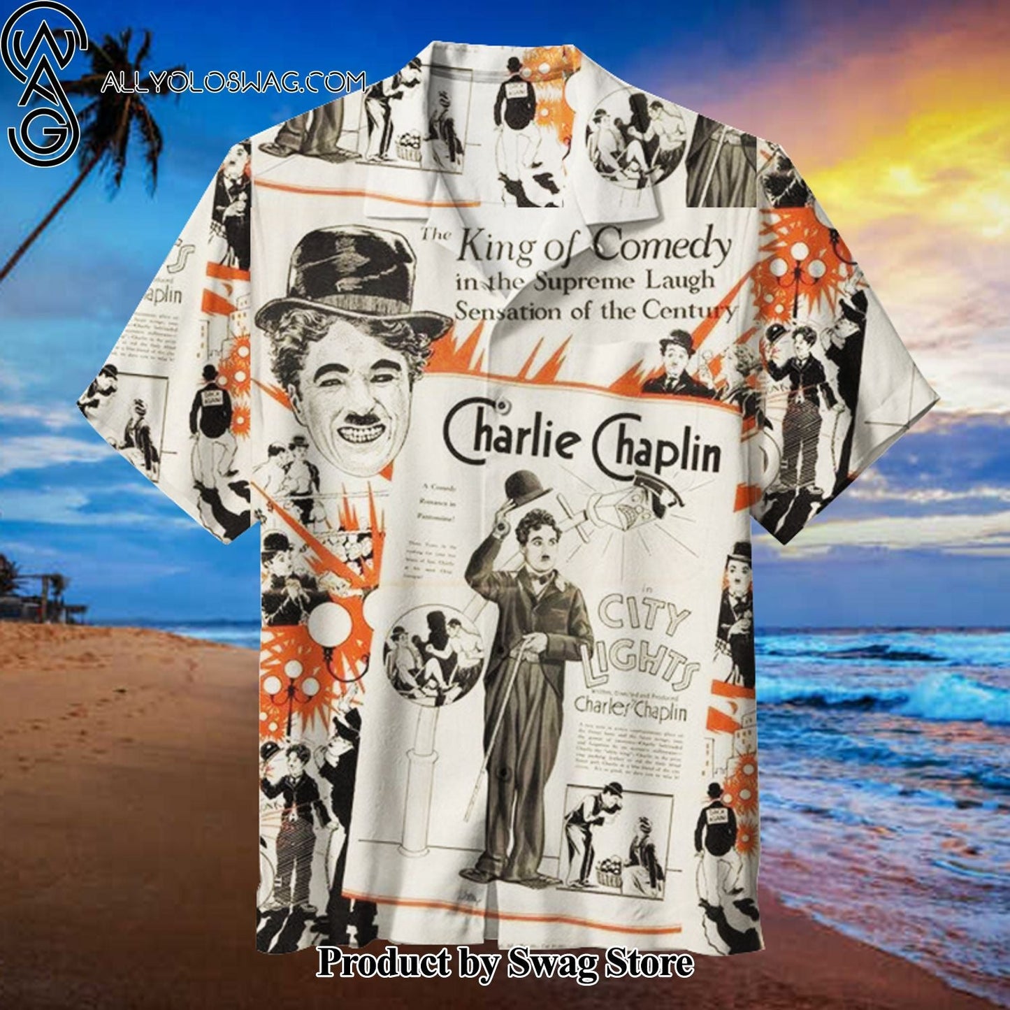Charlie Chaplin Oversized Hawaiian Shirt