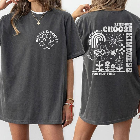 Choose Kindness Comfort Colors Shirt, Kindness Matters Tee, Vintage Inspired T-shirt, Be Kind Shirt, Teacher Appreciation Gift, School Counselor Shirt, Teacher Team Shirts, Inspirational Shirt, Teacher Women Top Breathable Womenswear Tshirt Comfortable