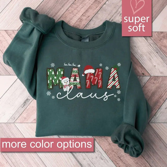 Christmas Mom Sweatshirt Christmas Mama Sweatshirts Mama Claus Sweaters Family Christmas Sweater Holiday Mom Shirt Family Christmas
