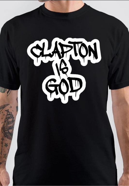 Eric Clapton Clapton is God Black T-Shirt