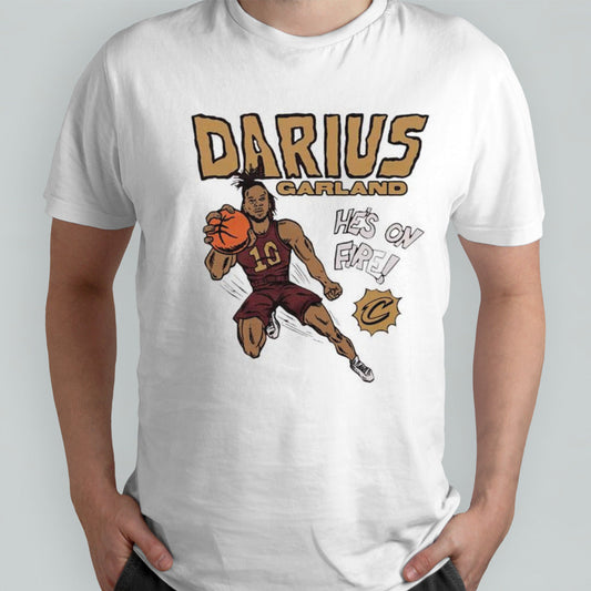 Cleveland Cavaliers Darius Garland heâ€™s on fire comic book shirt