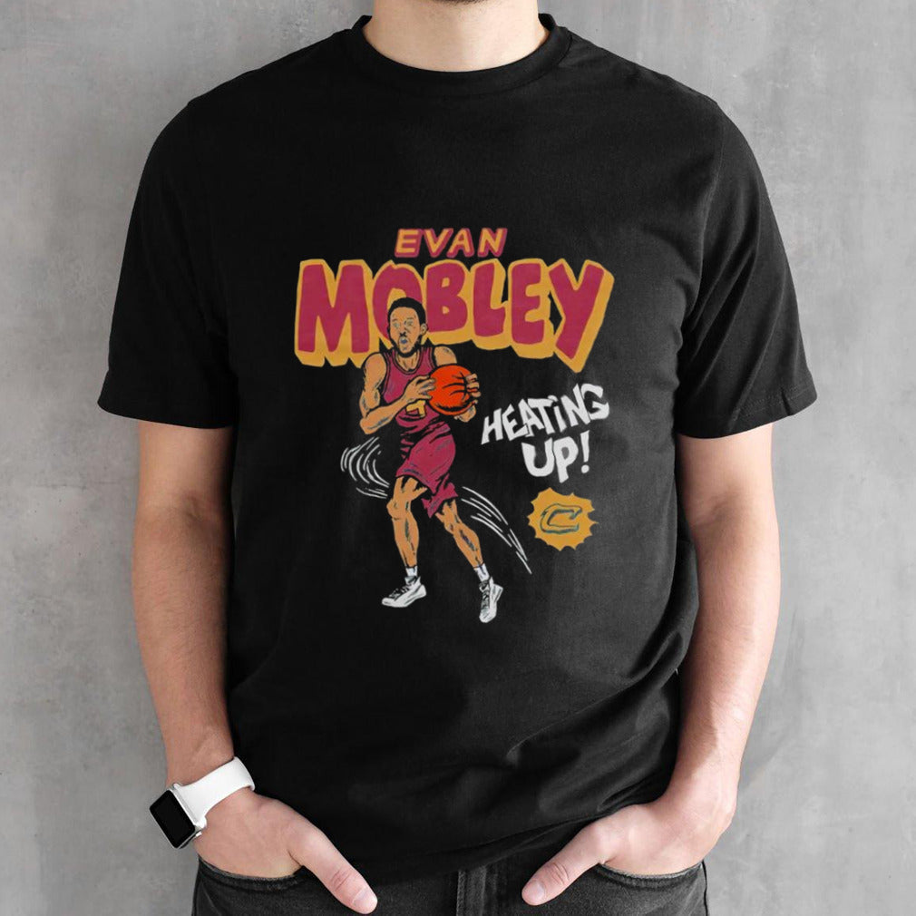 Cleveland Cavaliers Evan Mobley heating up comic book shirt
