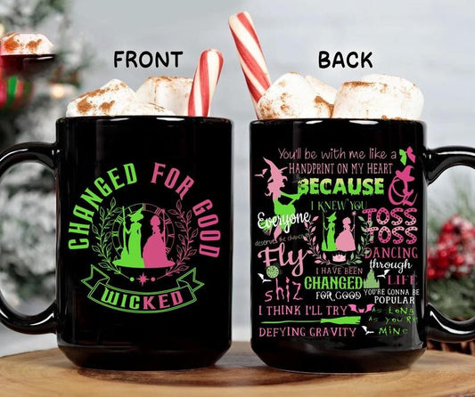 Colorful Good and Bad Witch Mug Inspired by Elphaba and Galinda Perfect Theater Gift