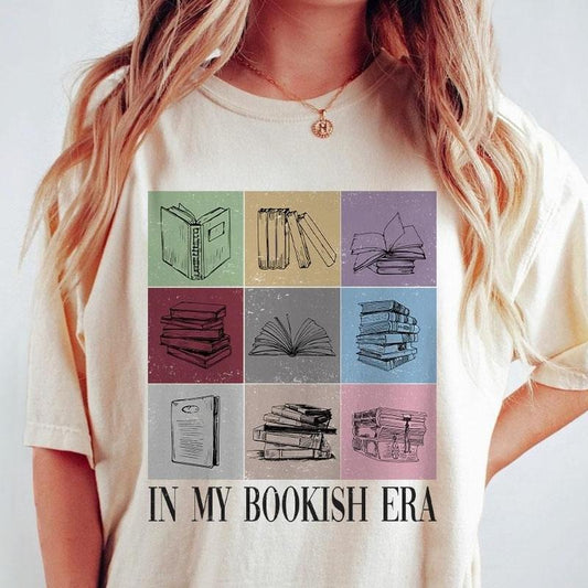 Comfort Colors Book Lovers Shirt, In My Bookish Era Shirt, Minimalist Book Reading Tshirt, Book Floral Shirt, Gifts for Bookworm, Reading Teacher, Librarian