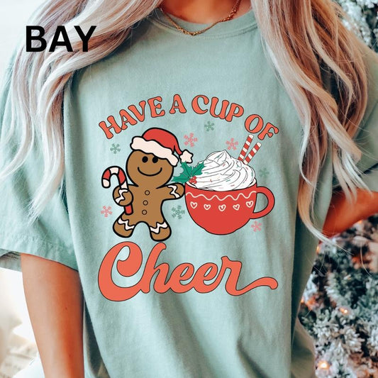 Comfort Colors Christmas Shirt, Have a Cup of Cheer Christmas Shirt, Christmas Graphic shirt, Comfort Colors T-shirt, Oversized Christmas T-shirt, Graphic Christmas tshirt, Christmas Gift for Women, Lady Tshirt