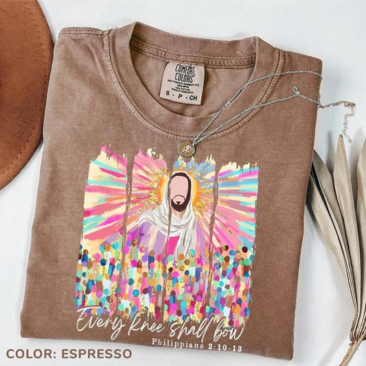 Comfort Colors Every Knee Shall Bow Shirt Christian Faith Tee Jesus Bible Verse T-Shirt God is Good Unisex Tee Religious Easter Outfit Sweatshirt Hoodie for Women - Womenswear, Tops
