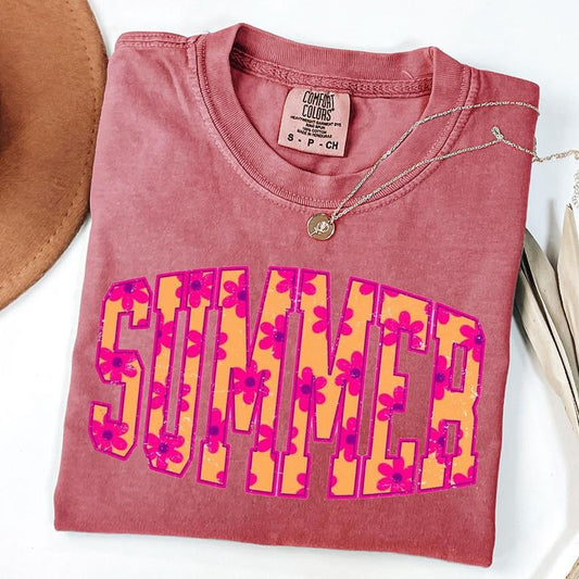 Comfort Colors Floral Summer Tee, Retro Flower Shirt, Summer Vibes T-Shirt