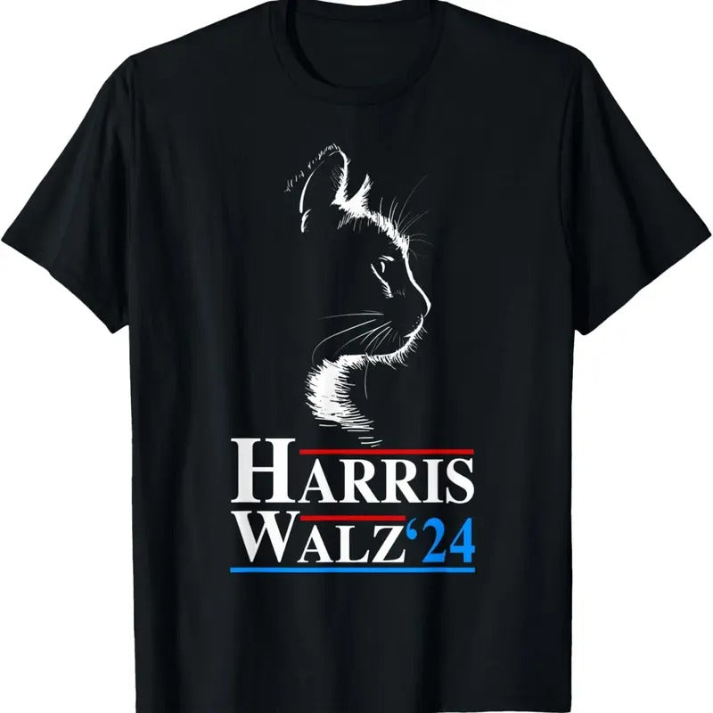 Comfort Colors Harris Waltz 2024 Election Funny Cat Kamala Harris Tim Walz T-Shirt