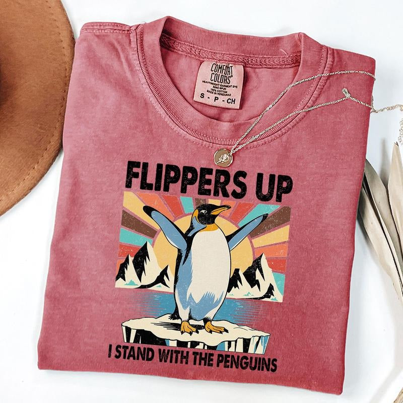 Comfort Colors Penguins Flippers Up Shirt, I Stand With The Penguins Shirt, Funny Penguin Shirt, Funny Saying, Penguins Tariff, Heard Island, Penguin Taxes