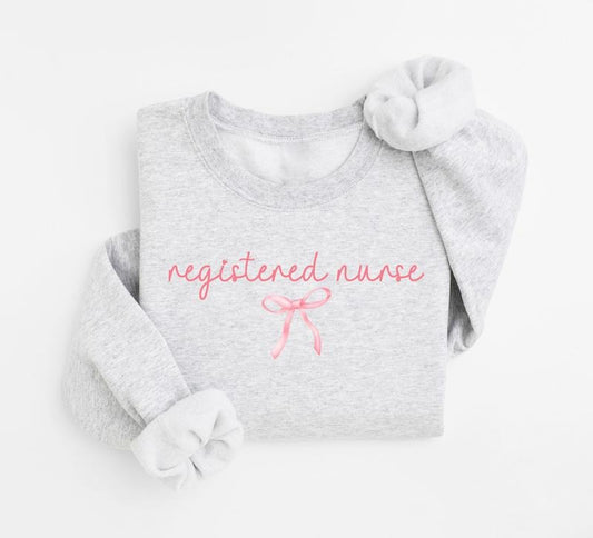 Coquette Registered Nurse Bow Sweatshirt, Gift For RN Nurse Shirt, Nurse Bow Crewneck Women, Nurse Week Shirt, Nurse Appreciation Shirt, Nurse Shirt, Nursing Tee, Nurse Graduation Gift