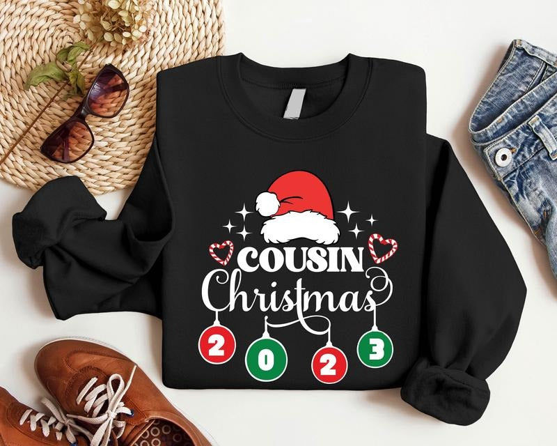 Cousin Christmas 2023 Sweatshirt, Cousins Crew Winter Holiday Hoodie, Big Family Matching Christmas Outfit, Cousin Reunion Gathering Group Sweater