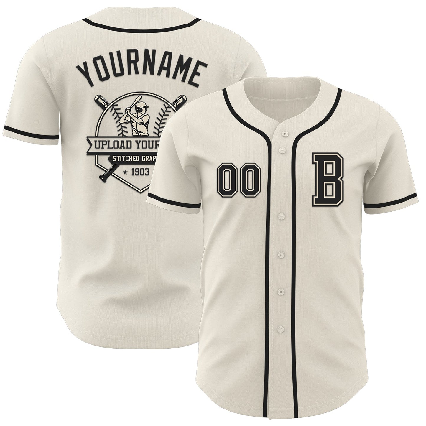 Custom Cream Black Authentic Baseball Jersey