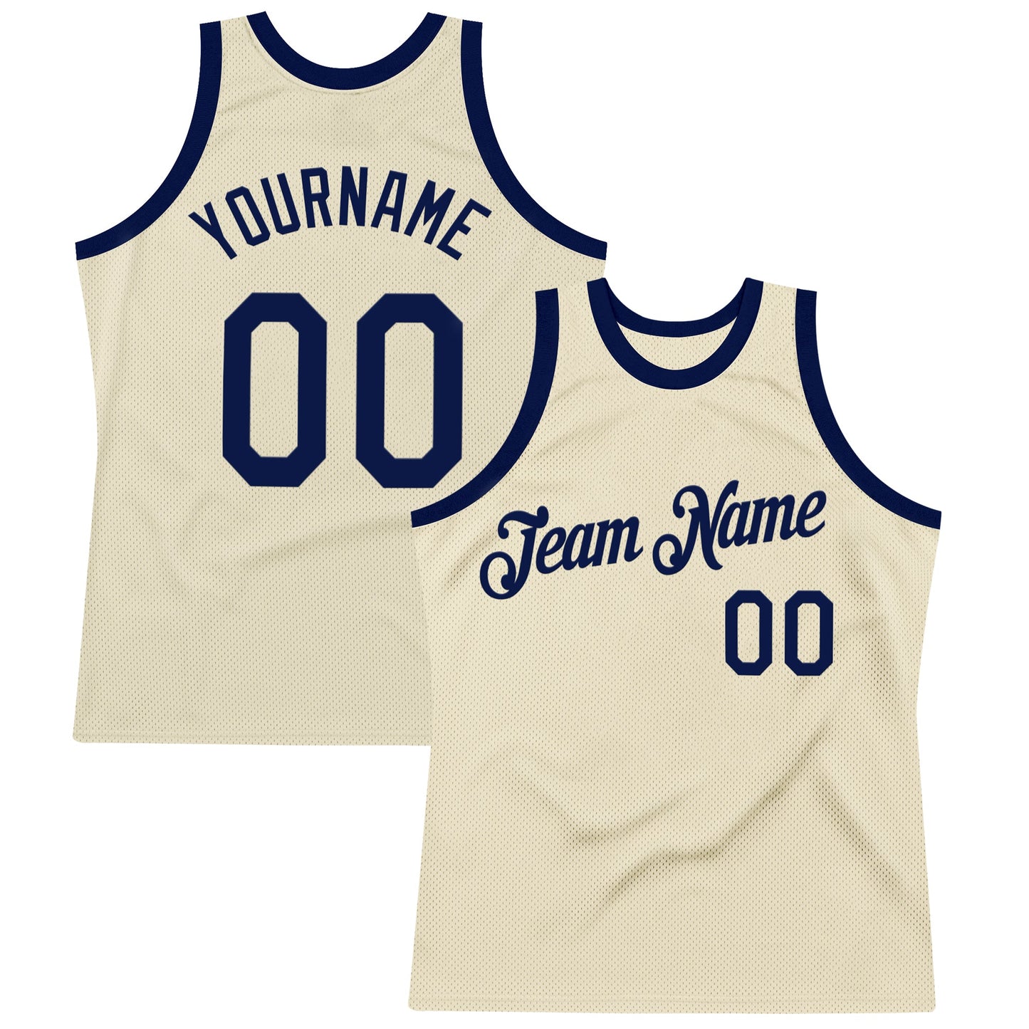 Custom Cream Navy Authentic Throwback Basketball Jersey