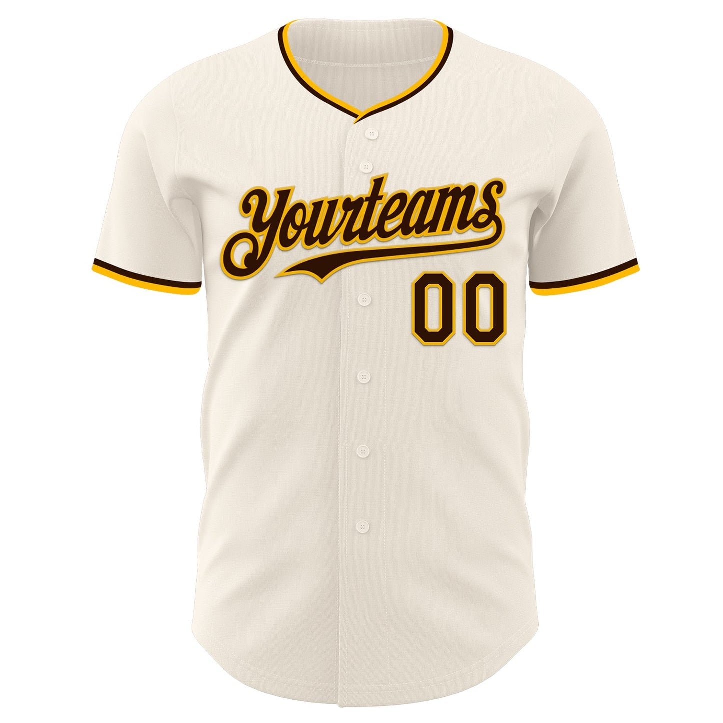 Custom Cream Brown-Gold Authentic Baseball Jersey