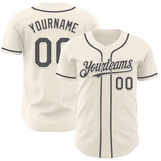 Custom Cream Steel Gray Authentic Baseball Jersey