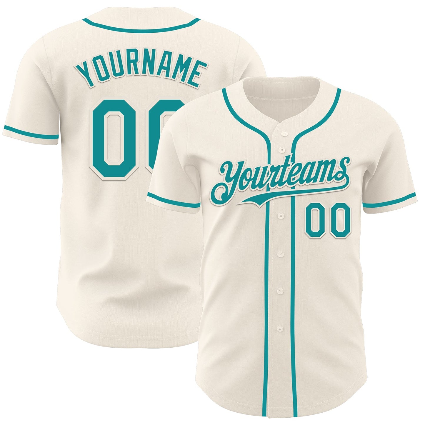 Custom Cream Teal Authentic Baseball Jersey