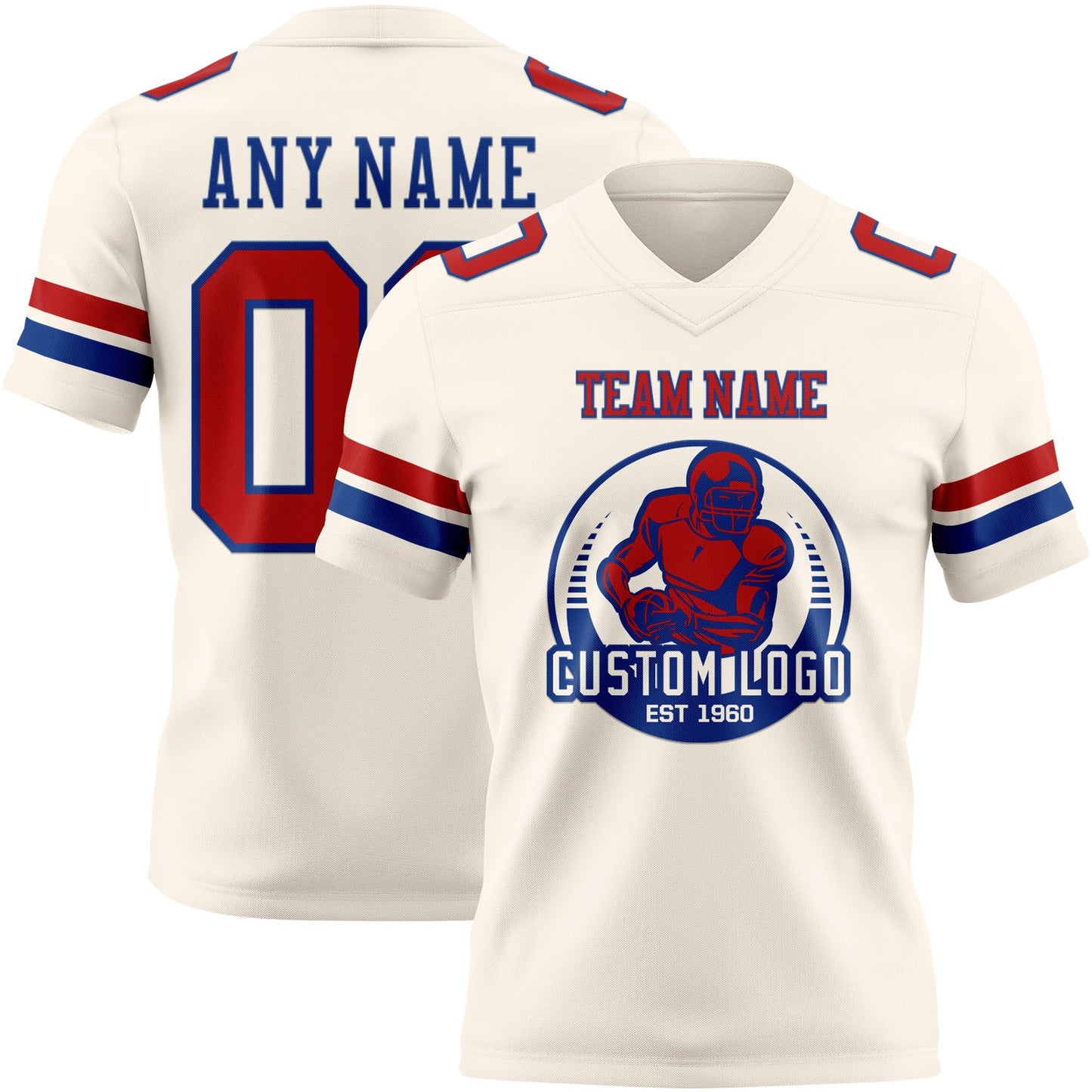 Custom Cream Red-Royal Authentic Football Jersey