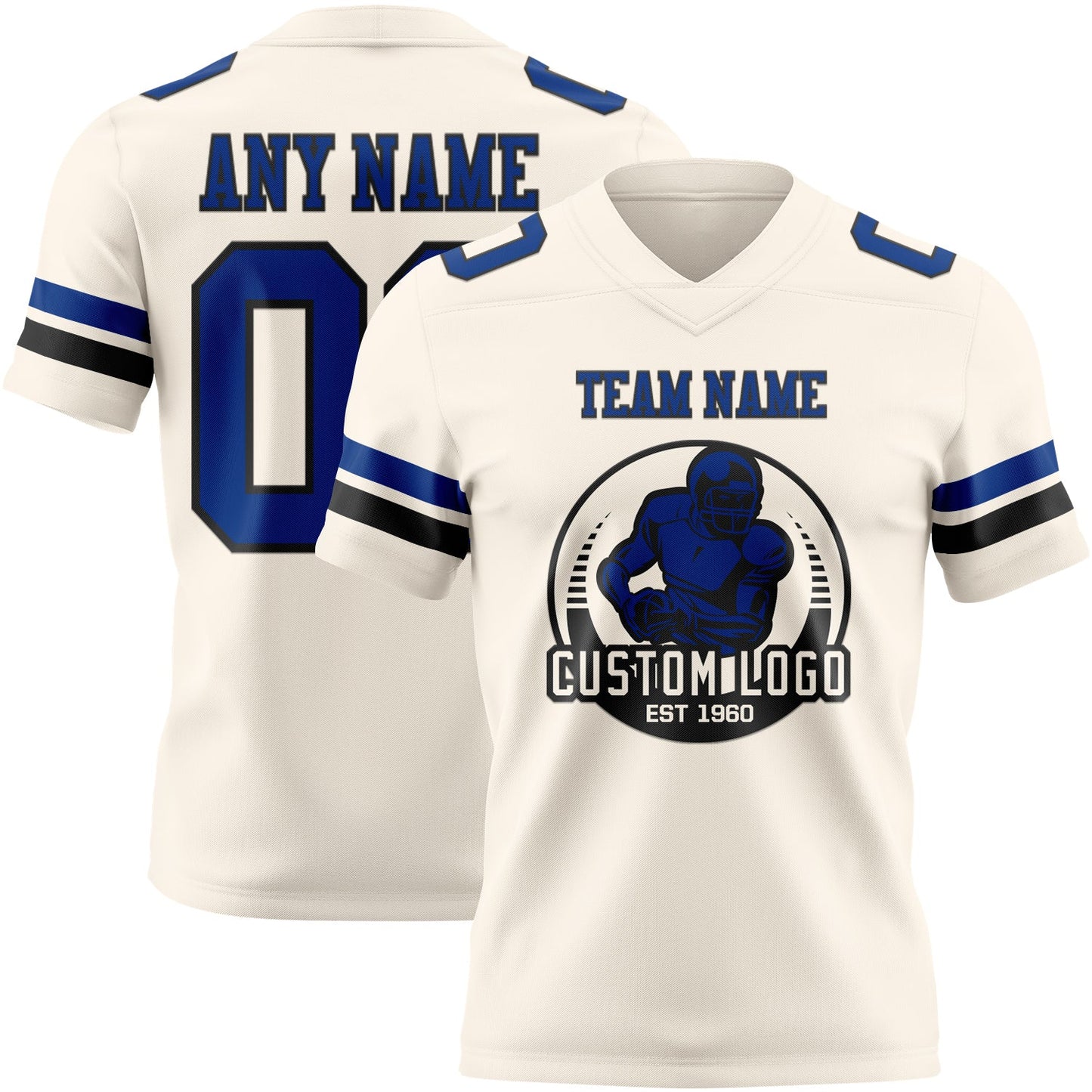Custom Cream Royal-Black Authentic Football Jersey