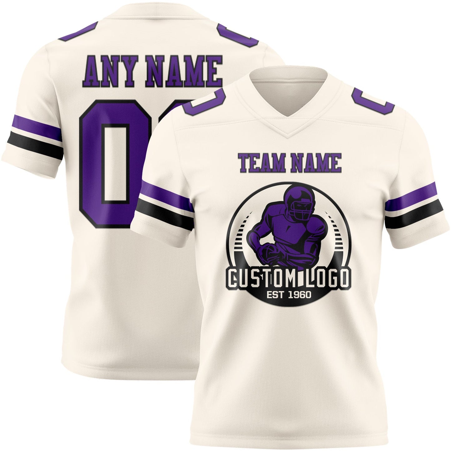 Custom Cream Purple-Black Authentic Football Jersey