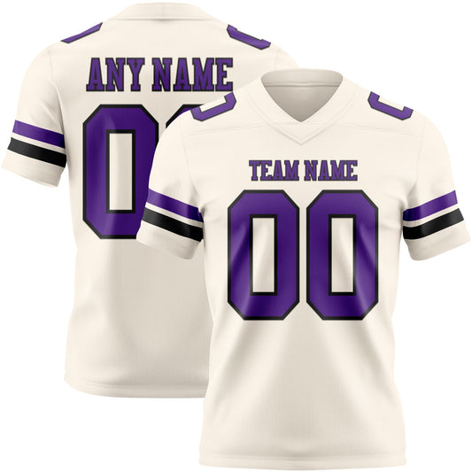 Custom Cream Purple-Black Authentic Football Jersey