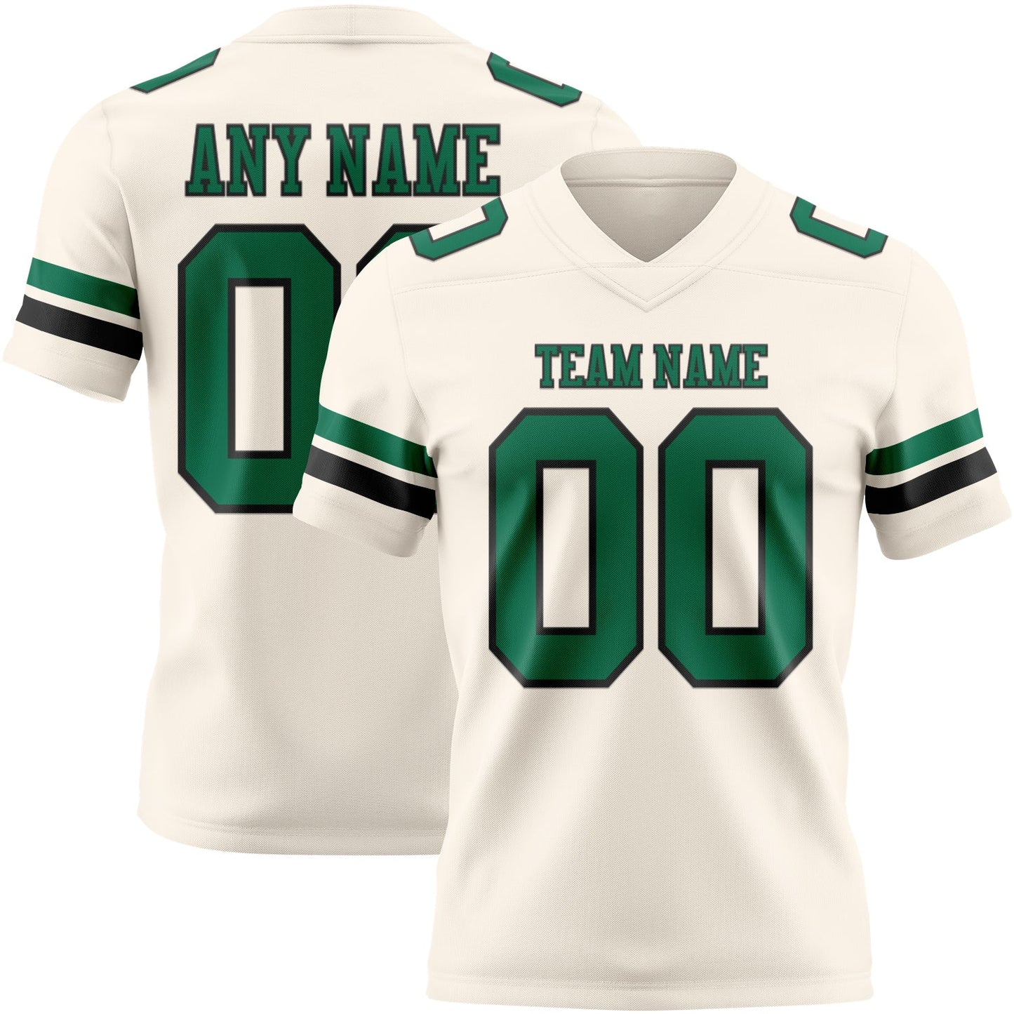Custom Cream Kelly Green-Black Authentic Football Jersey