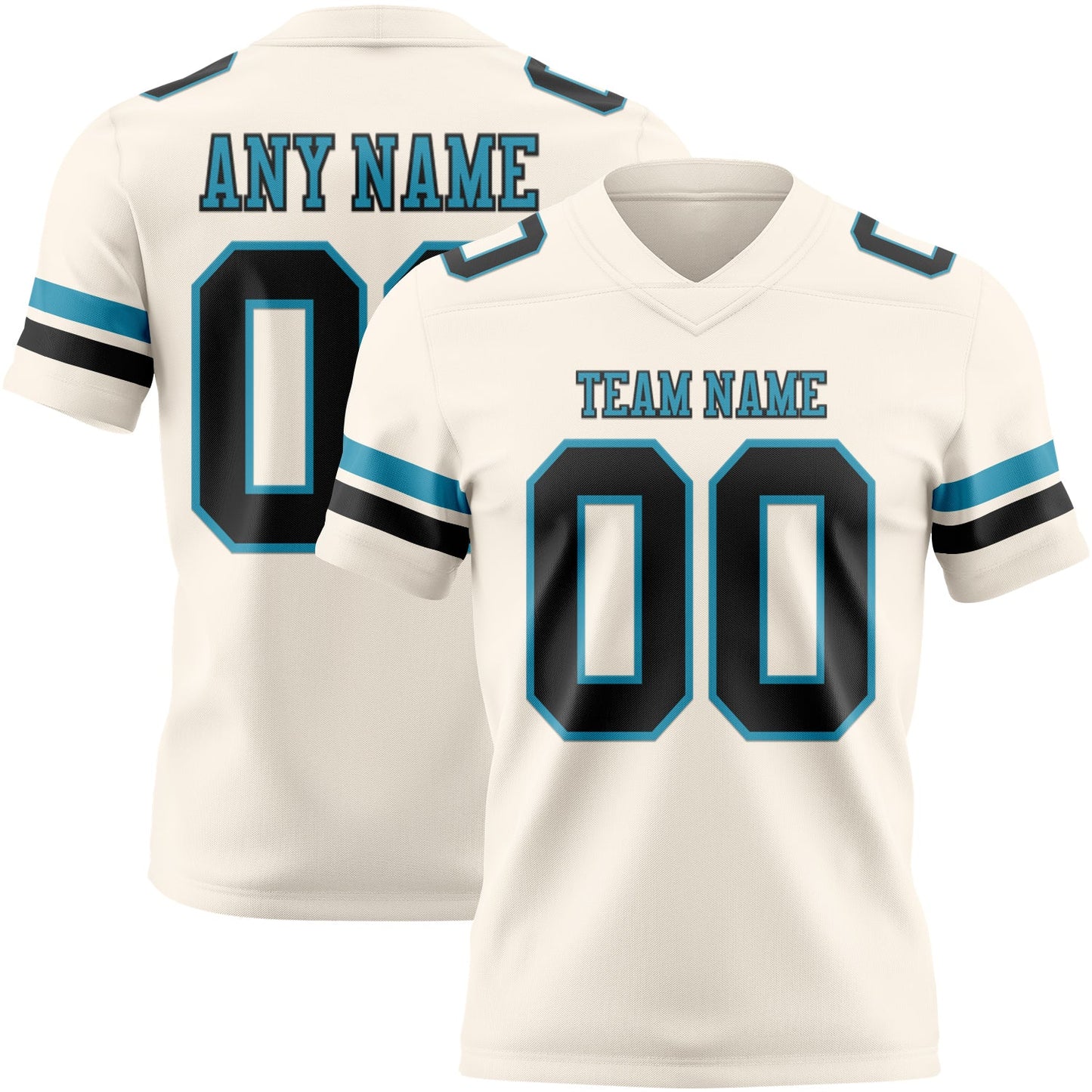 Custom Cream Black-Panther Blue Authentic Football Jersey