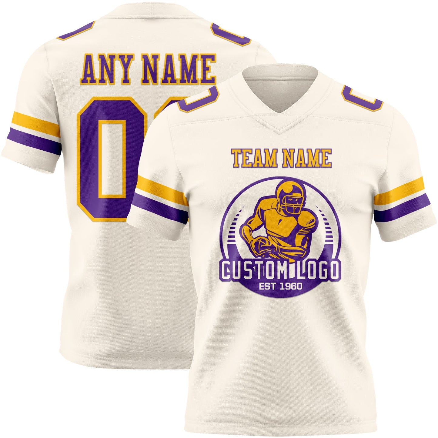 Custom Cream Purple-Gold Authentic Football Jersey