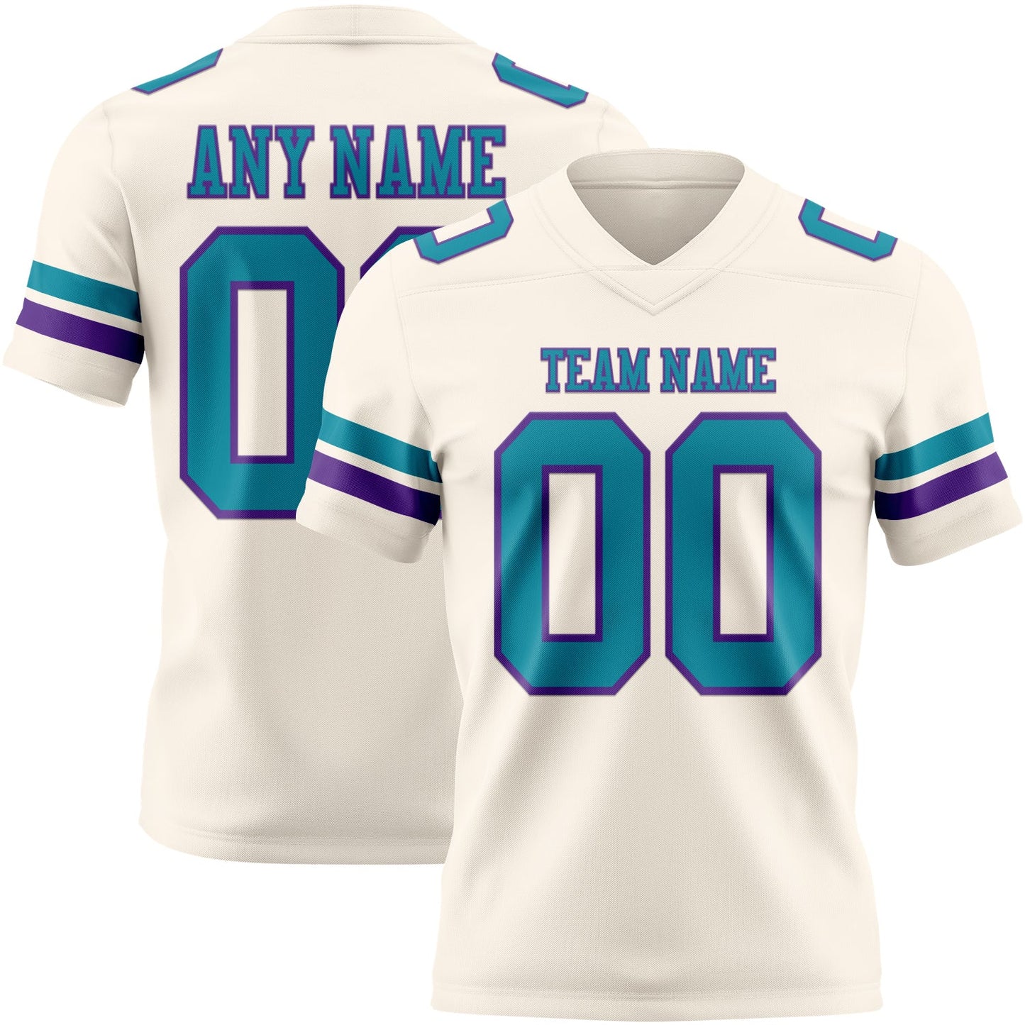 Custom Cream Teal-Purple Authentic Football Jersey
