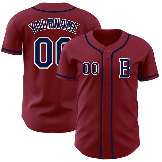 Custom Crimson Navy-White Authentic Baseball Jersey