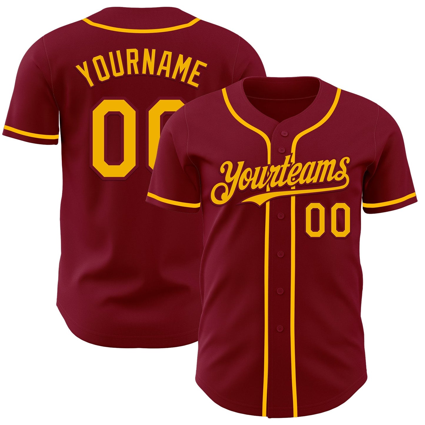 Custom Crimson Gold Authentic Baseball Jersey