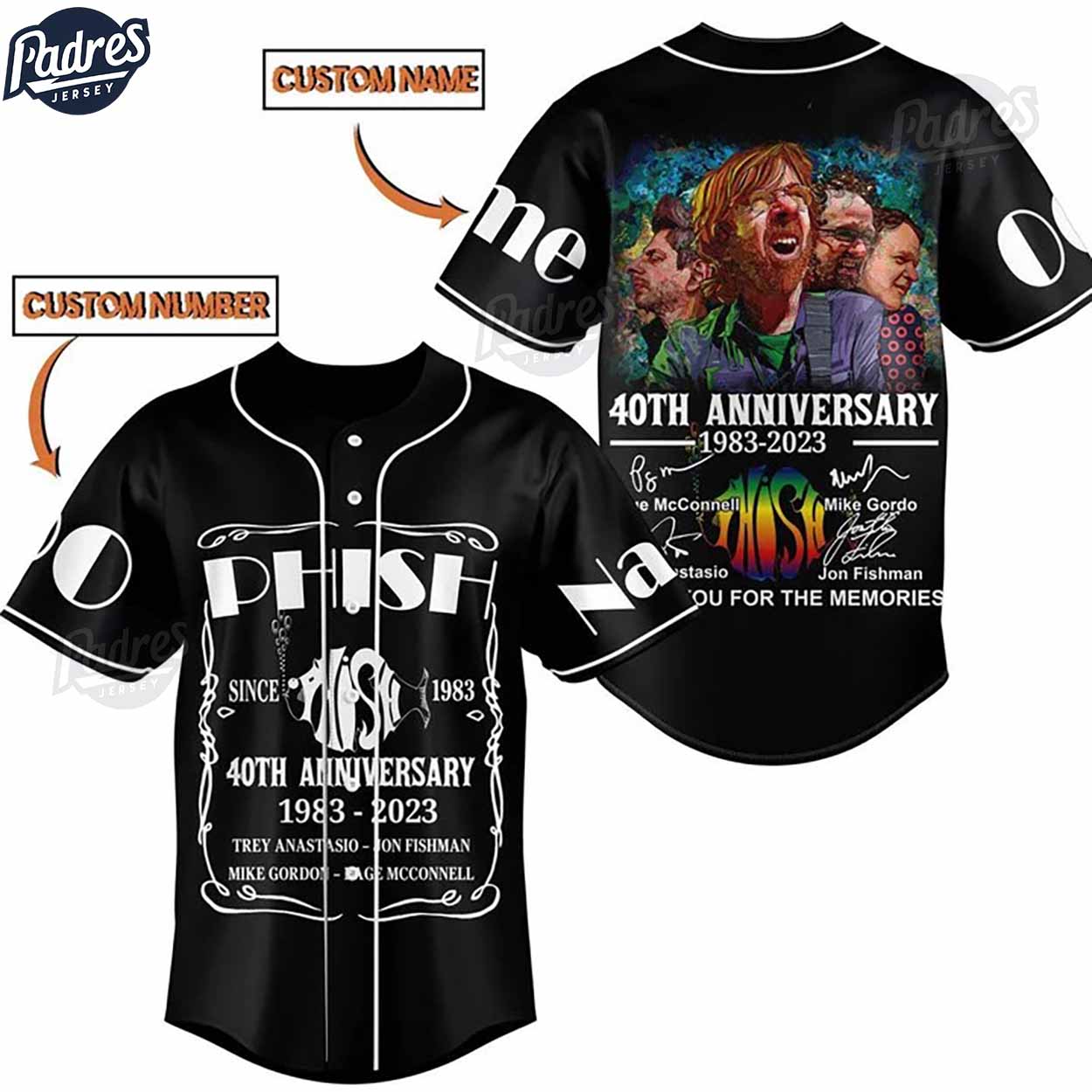 Custom 40th Anniversary Phish Baseball Jersey - Padres Jersey Oasis: Elevate Your Baseball Style Game