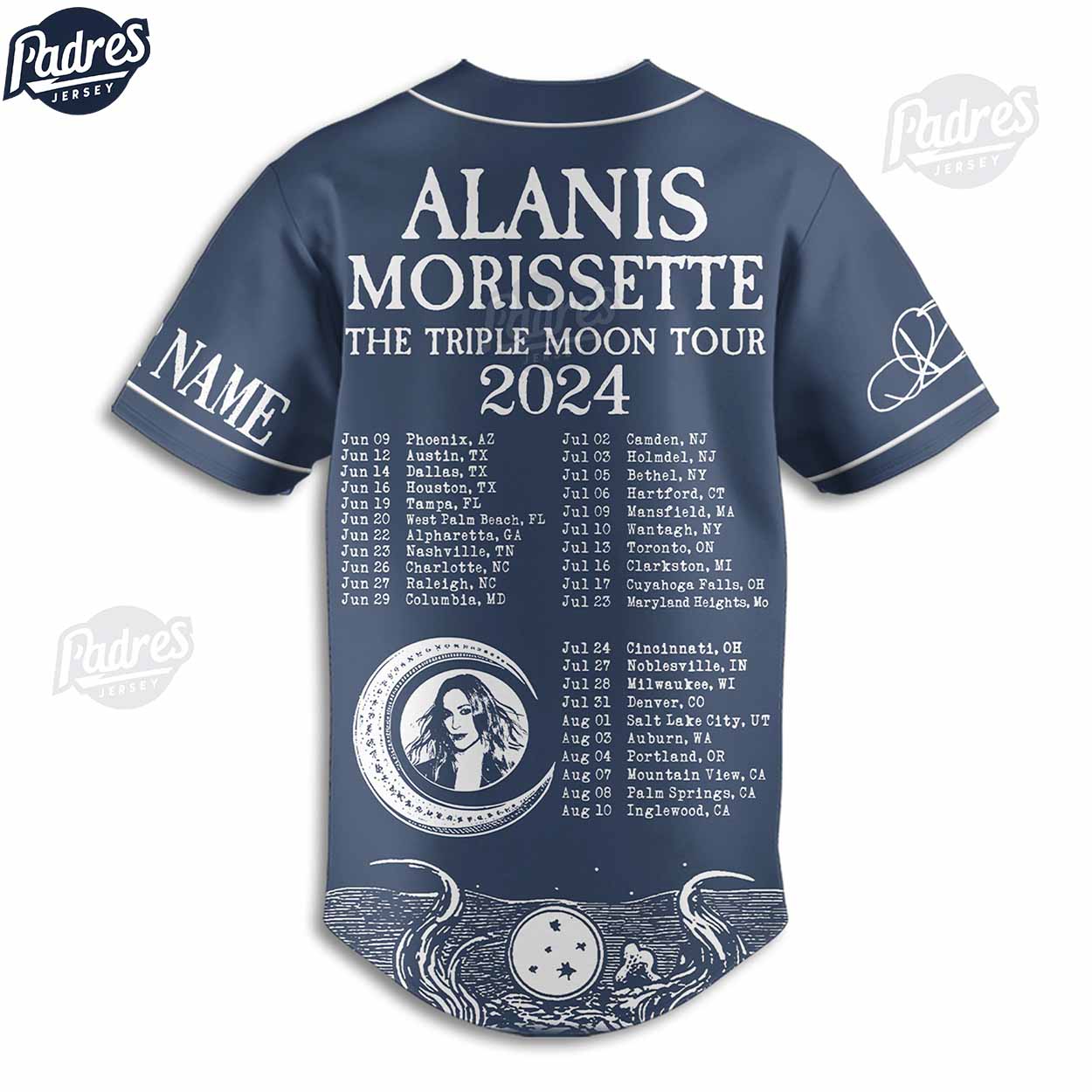Custom Alanis Morissette Tour 2024 Baseball Jersey - Padres Jersey Oasis: Elevate Your Baseball Style Game