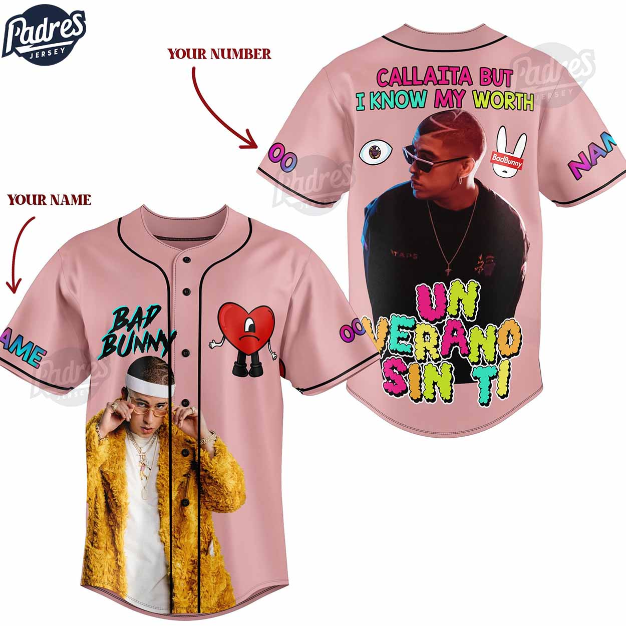 Custom Bad Bunny Callaita Baseball Jersey - Padres Jersey Oasis: Elevate Your Baseball Style Game