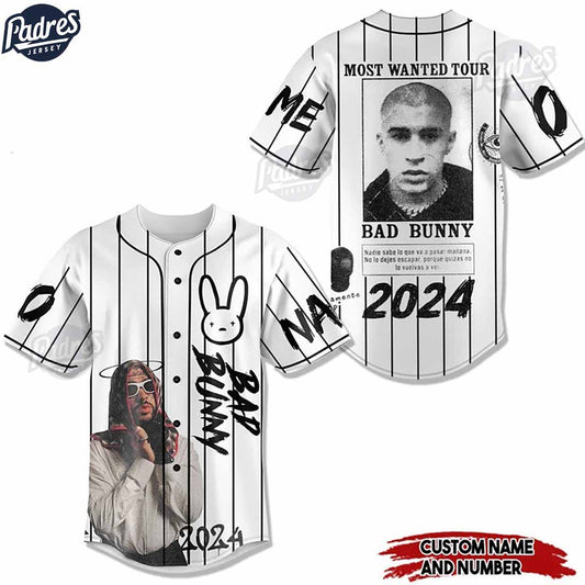 Custom Bad Bunny Most Wanted Tour 2024 Baseball Jersey Style - Padres Jersey Oasis: Elevate Your Baseball Style Game