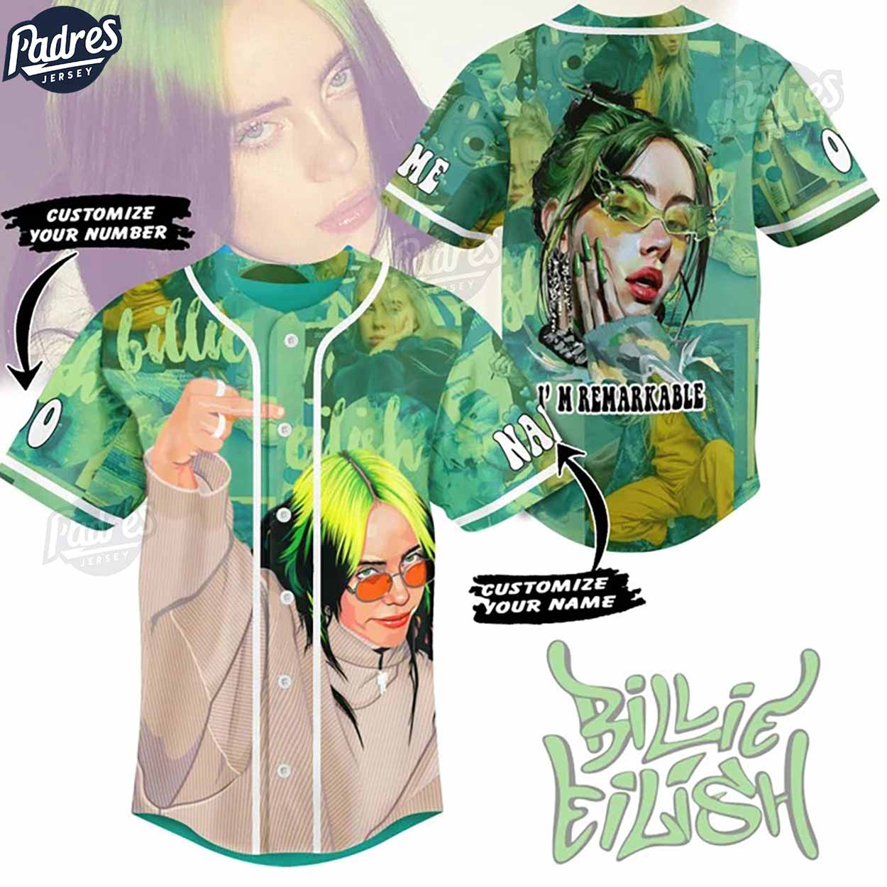 Custom Billie Eilish Baseball Jersey - Padres Jersey Oasis: Elevate Your Baseball Style Game