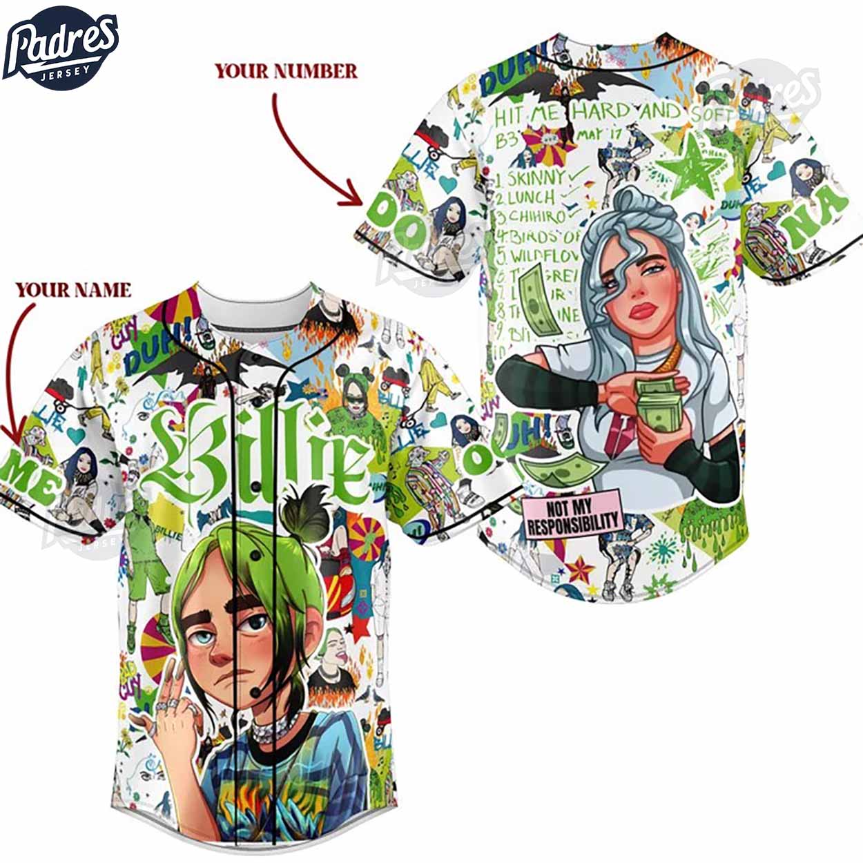 Custom Cute Billie Eilish Baseball Jersey - Padres Jersey Oasis: Elevate Your Baseball Style Game