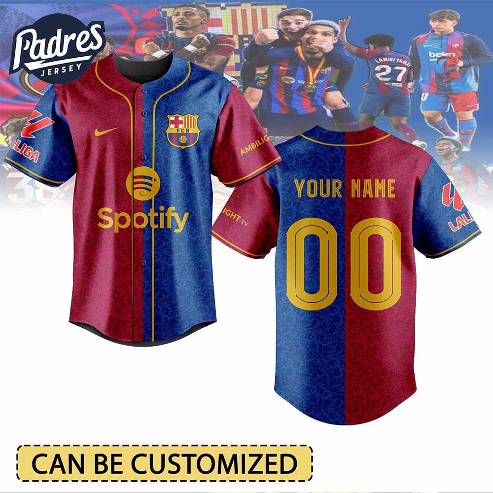 Custom Football Team Barcelona Baseball Jersey - Padres Jersey Oasis: Elevate Your Baseball Style Game