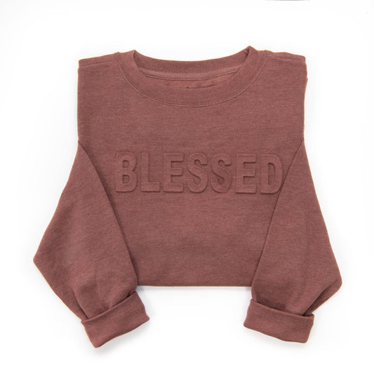 Embellished Blessed Sweatshirt - Test-goflaus