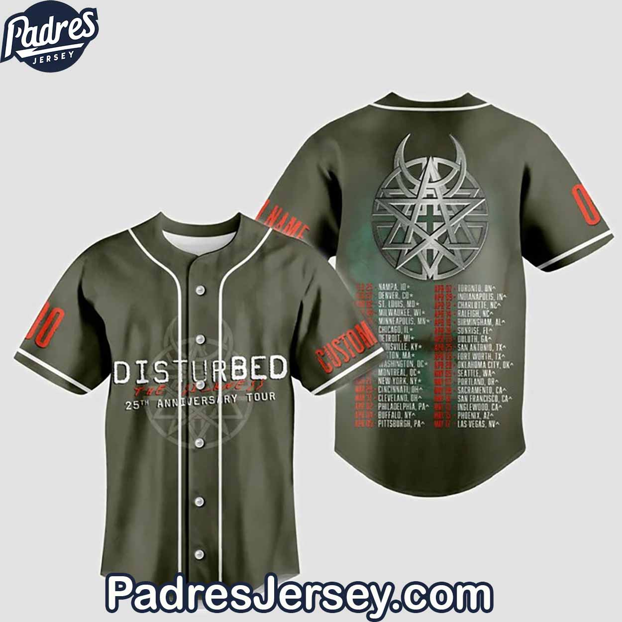 Disturbed 25th Anniversary Tour Baseball Jersey Outfit - Padres Jersey Oasis: Elevate Your Baseball Style Game