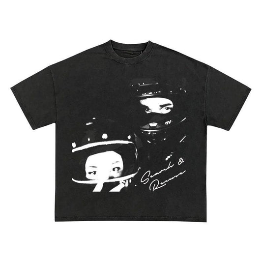 Drak3 Search & Rescue Garment Dyed Heavyweight T Shirt, Graphic Tee Iconic Style for Rap Fans