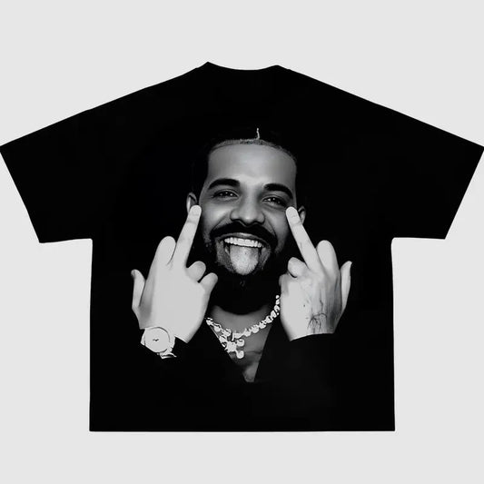 Drakee Black T-shirt Big Face Graphic Tee